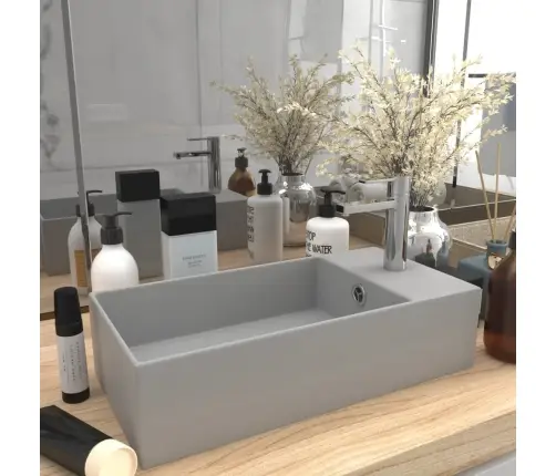 Vannitoa Valamu Ülevooluavaga, Keraamiline, Helehall