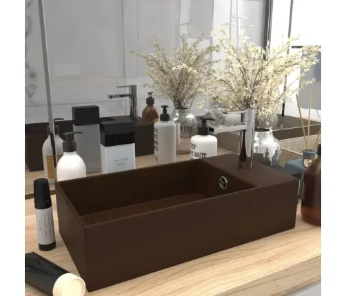 Vannasistabas Izlietne Ar Noteci, Tumši Brūna Keramika Vidaxl