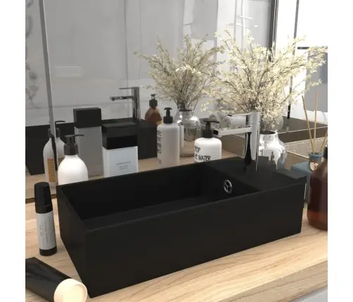 Vannitoa Valamu Ülevooluavaga, Keraamiline, Matt Must