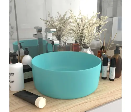 Izlietne, Apaļa, 40X15 Cm, Matēta Gaiši Zaļa Keramika Vidaxl