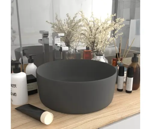 Izlietne, Apaļa, 40X15 Cm, Matēta Tumši Pelēka Keramika Vidaxl