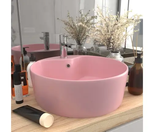 Izlietne Ar Noteci, 36X13 Cm, Matēta Rozā Keramika Vidaxl