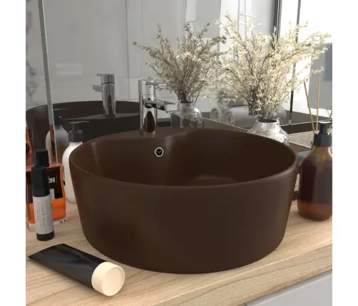 Prabangus Praustuvas, Matinis Rudas, 36X13cm Keramika