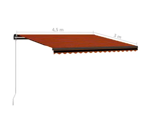 Izvelkama Markīze, Manuāla, 450X300 Cm, Oranža Ar Brūnu Vidaxl