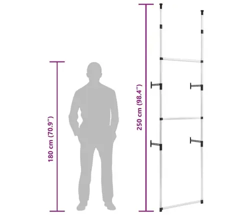Teleskopinė Drabužių Spintos Sistema Su Strypais, Aliuminis