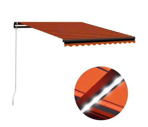 Käsitsi Sissetõmmatav Varikatus, Led 350X250 cm Oranž Ja Pruun