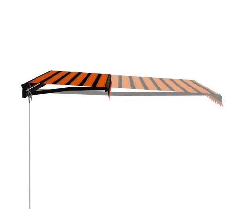 Käsitsi Sissetõmmatav Varikatus, Led 350X250 cm Oranž Ja Pruun