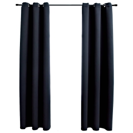 Tumšie Aizkari Ar Riņķiem, 2 Gab., Melni, 97X213 Cm, Audums Vidaxl
