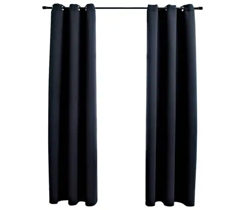 Tumšie Aizkari Ar Riņķiem, 2 Gab., Melni, 97X213 Cm, Audums Vidaxl