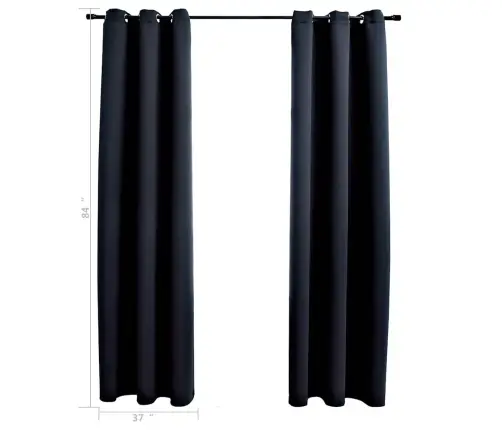 Tumšie Aizkari Ar Riņķiem, 2 Gab., Melni, 97X213 Cm, Audums Vidaxl