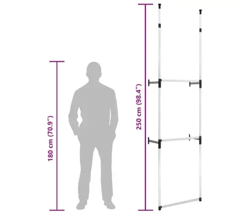 Teleskopinė Drabužių Spintos Sistema Su Strypais, Aliuminis
