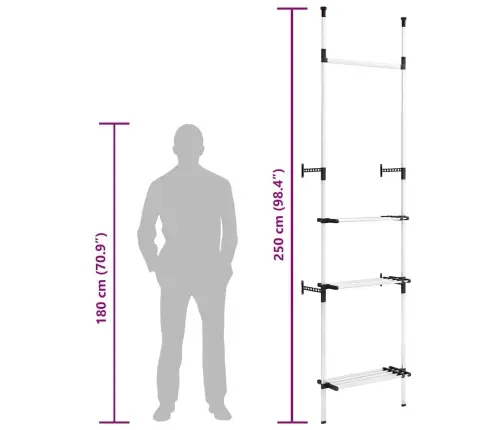 Drabužių Spintos Sistema Su Strypais Ir Lentyna, Aliuminis