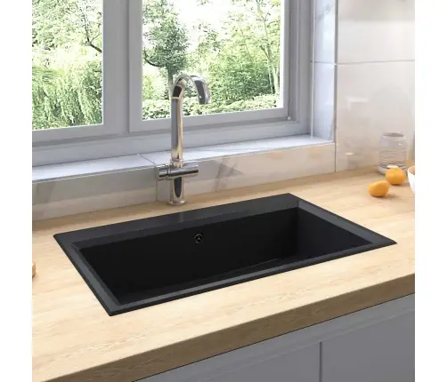 Virtuvės Kriauklė Juoda 79 X 50 X 31 Cm Kvarcas Ir Derva