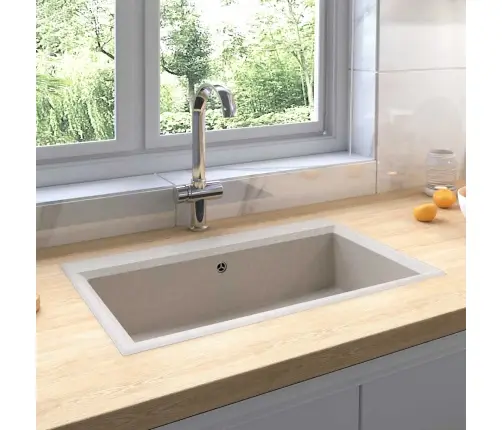 Virtuves Izlietne Bēša 79 X 50 X 31 Cm Granīts Vidaxl