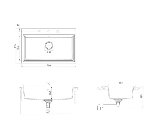 Virtuvės Kriauklė Balta 79 X 50 X 31 Cm Kvarcas Ir Derva