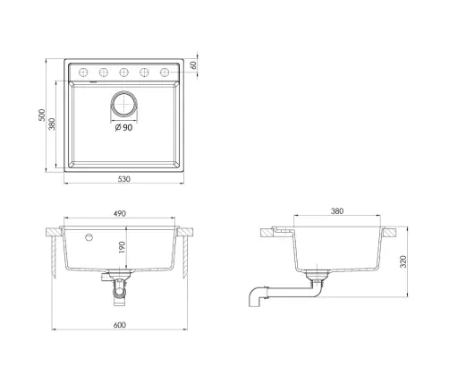 Köögivalamu Ülevooluavaga, Hall, Graniit
