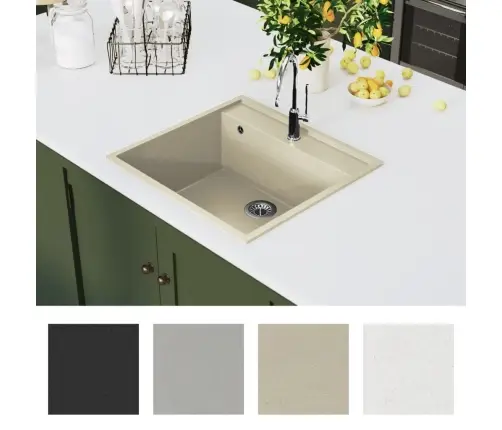 Virtuves Izlietne Ar Noteci, Bēšs Granīts Vidaxl