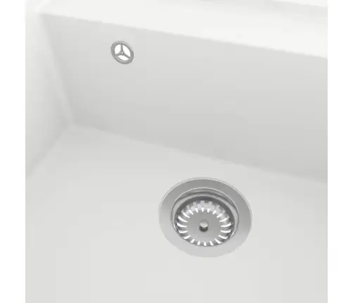 Virtuvės Plautuvė Su Anga Nuo Persipildymo, Balta, Granitas