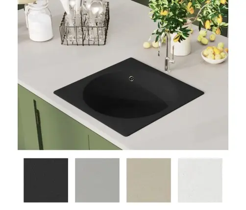 Virtuves Izlietne Ar Noteci, Melns Granīts Vidaxl