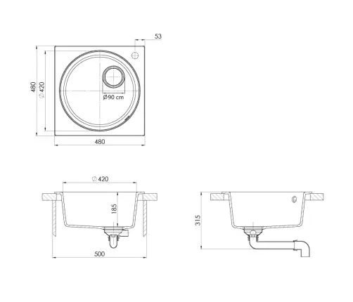 Virtuves Izlietne Ar Noteci, Melns Granīts Vidaxl