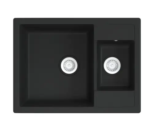 Virtuves Izlietne Ar Noteci, 2 Bļodas, Melns Granīts Vidaxl
