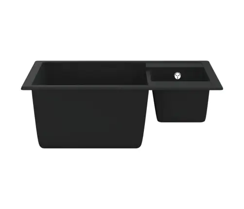 Virtuves Izlietne Ar Noteci, 2 Bļodas, Melns Granīts Vidaxl