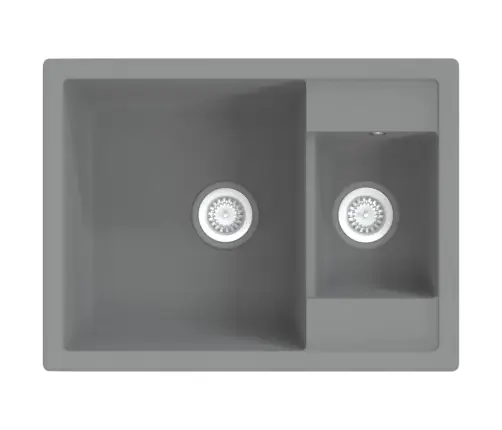 Virtuves Izlietne Ar Noteci, 2 Bļodas, Pelēks Granīts Vidaxl
