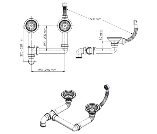 Virtuves Izlietne Ar Noteci, 2 Bļodas, Pelēks Granīts Vidaxl