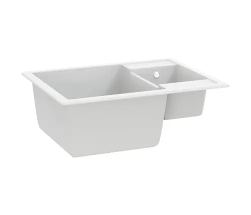 Köögivalamu Ülevooluavaga, Kaks Kraanikaussi, Valge, Graniit