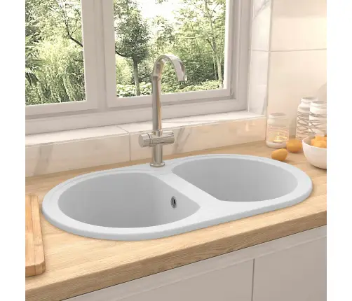 Virtuves Izlietne Balts 78 X 47 X 20.5 Cm Granīts Vidaxl