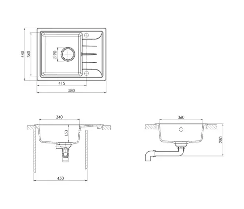 Virtuves Izlietne Ar Noteci, Balts Granīts Vidaxl