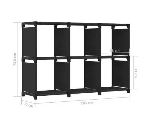 Plaukts, 6 Kubveida Nodalījumi, 103X30X72,5 Cm, Melns, Audums Vidaxl