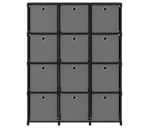 Plaukts, 12 Kubveida Nodalījumi, 103X30X141 Cm, Melns, Audums Vidaxl