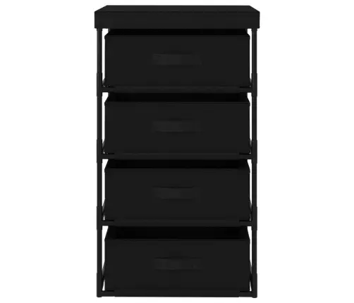 Plaukts Ar 4 Auduma Groziem, Melns, Tērauds Vidaxl