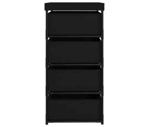 Plaukts Ar 4 Auduma Groziem, Melns, Tērauds Vidaxl