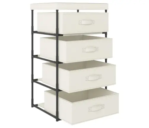 Plaukts Ar 4 Auduma Groziem, Krēmkrāsas, Tērauds Vidaxl