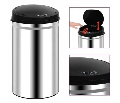 Automātiska Atkritumu Tvertne Ar Sensoru, Tērauds, 40 L  Vidaxl