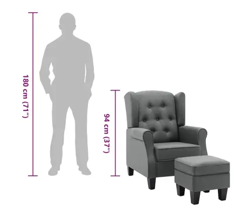 Atpūtas Krēsls Ar Kāju Soliņu, Gaiši Pelēks Audums Vidaxl