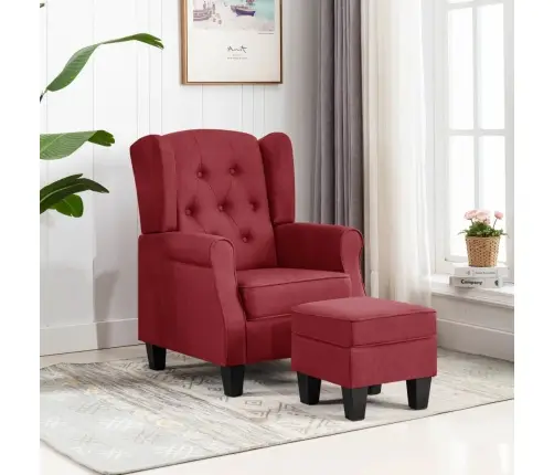 Atpūtas Krēsls Ar Kāju Soliņu, Vīnsarkans Audums Vidaxl