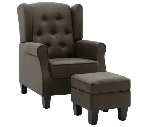 Atpūtas Krēsls Ar Kāju Soliņu, Pelēkbrūns Audums Vidaxl