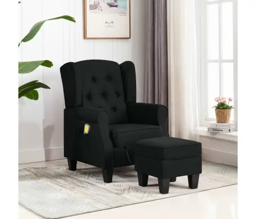 Masāžas Krēsls Ar Kāju Soliņu, Melns Audums Vidaxl