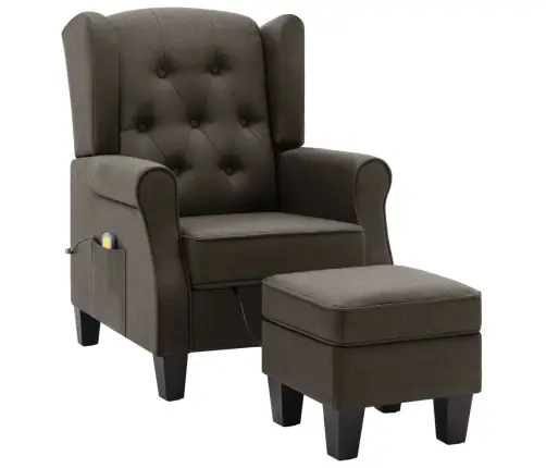 Masāžas Krēsls Ar Kāju Soliņu, Pelēkbrūns Audums Vidaxl