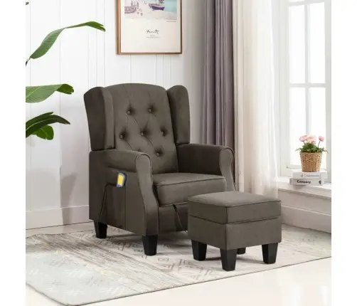 Masāžas Krēsls Ar Kāju Soliņu, Pelēkbrūns Audums Vidaxl