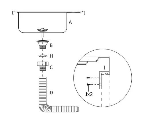 Valamu Äravoolukomplekt, Hõbe, 600X600X155 Mm, Roostevaba Teras