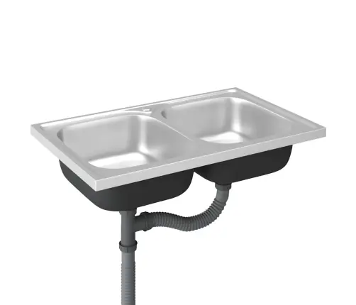 Virtuves Izlietne, 2 Bļodas, 800X500X155 Mm, Nerūsējošs Tērauds Vidaxl