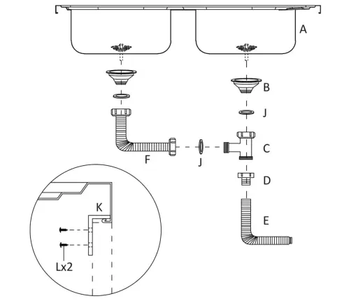 Virtuves Izlietne, 2 Bļodas, 800X600X155 Mm, Nerūsējošs Tērauds Vidaxl