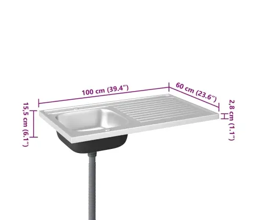 Virtuves Izlietne, 1000X600X155 Mm, Nerūsējošs Tērauds Vidaxl