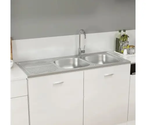 Virtuvės Plautuvė Su Dviem Dubenimis, 1200X500X155Mm, Plienas