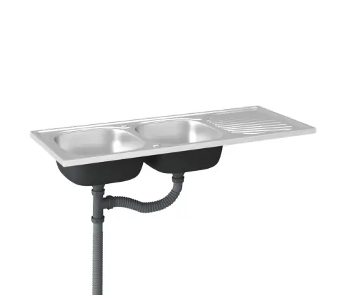 Virtuvės Plautuvė Su Dviem Dubenimis, 1200X500X155Mm, Plienas