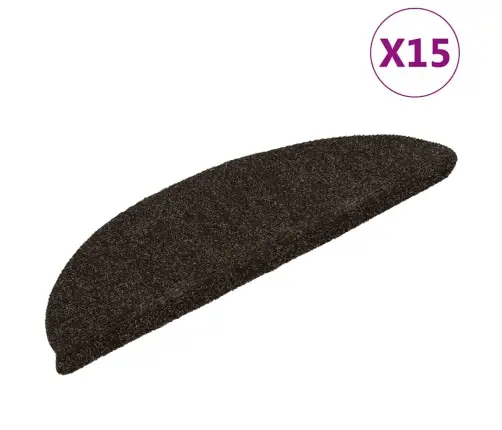 Laiptų Kilimėliai, Lipnūs, 15 Vnt., 56X17X3 cm Tamsiai Rudi, Pusapvaliai